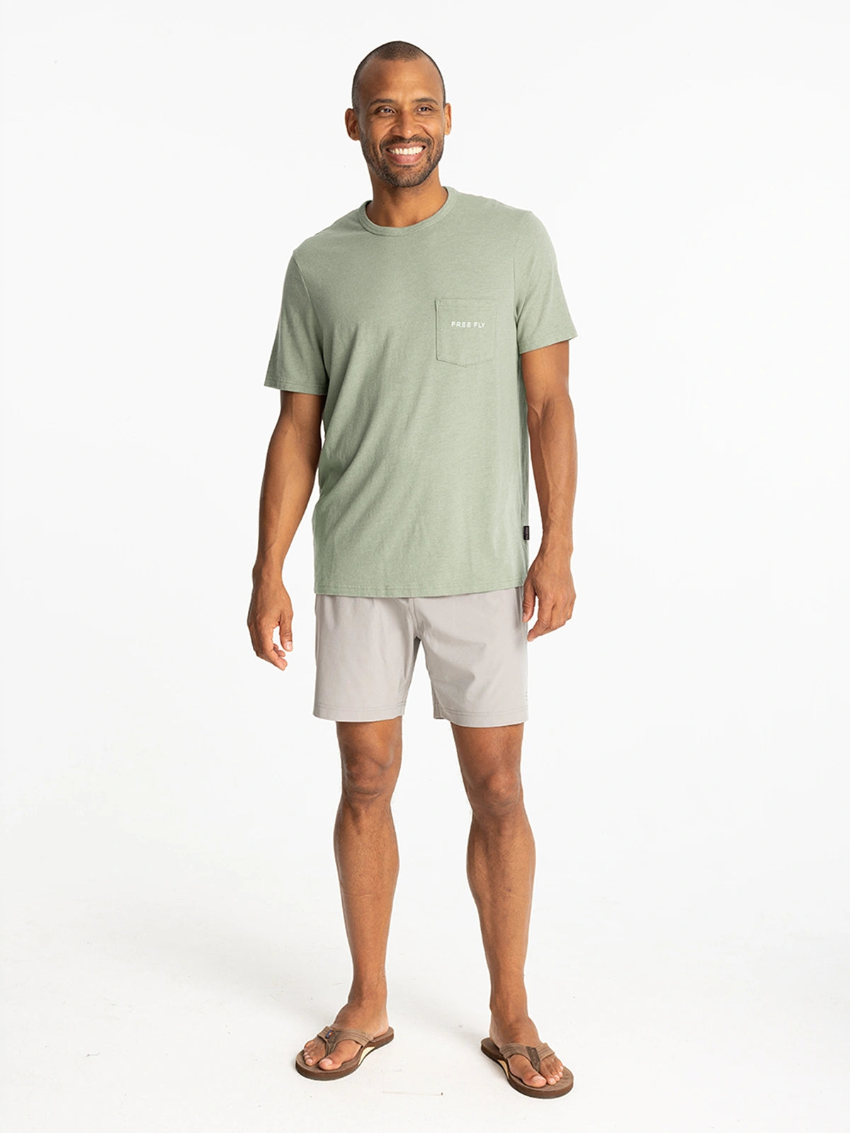 Channel Markers Pocket Tee - Heather Desert Sage