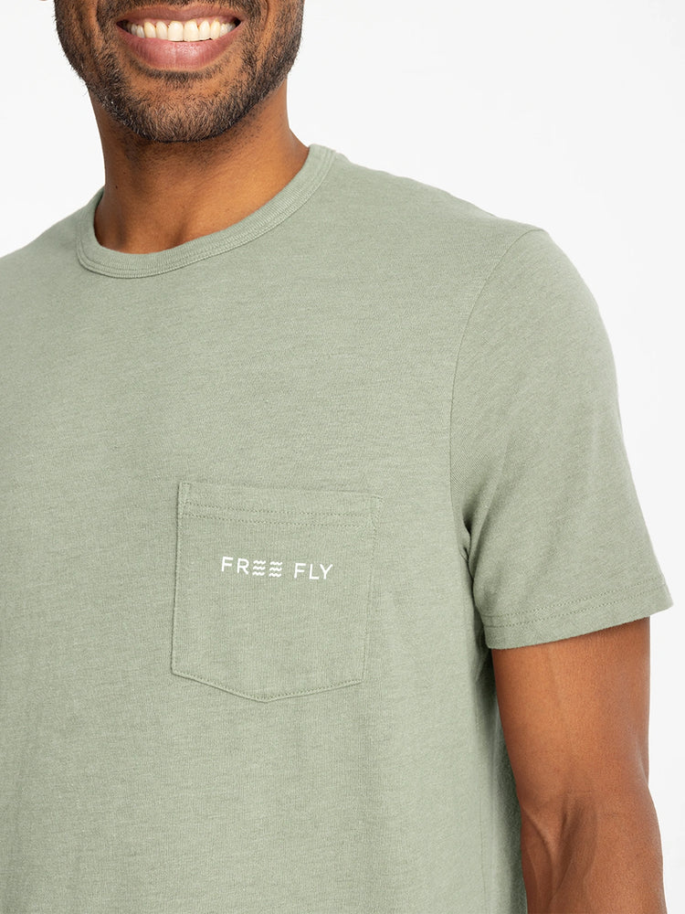 Channel Markers Pocket Tee - Heather Desert Sage