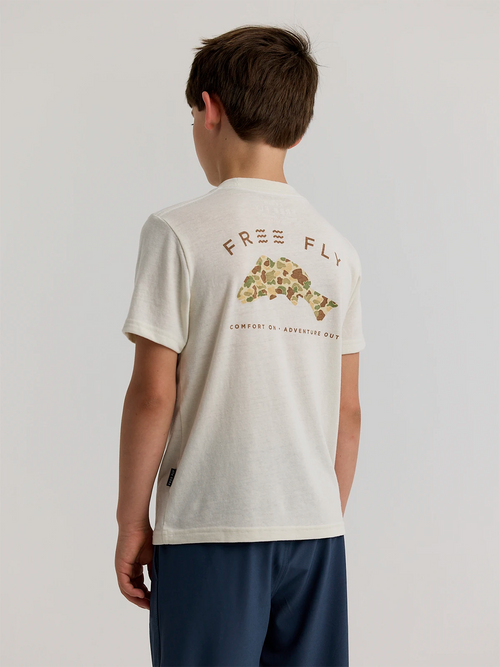 Youth Vintage Camo Redfish Tee - Heather Birch