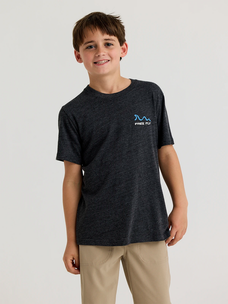 Youth Downshore Tee - Heather Black Sand