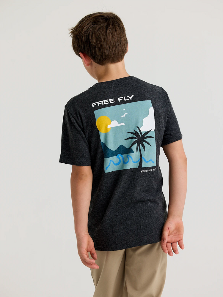 Youth Downshore Tee - Heather Black Sand