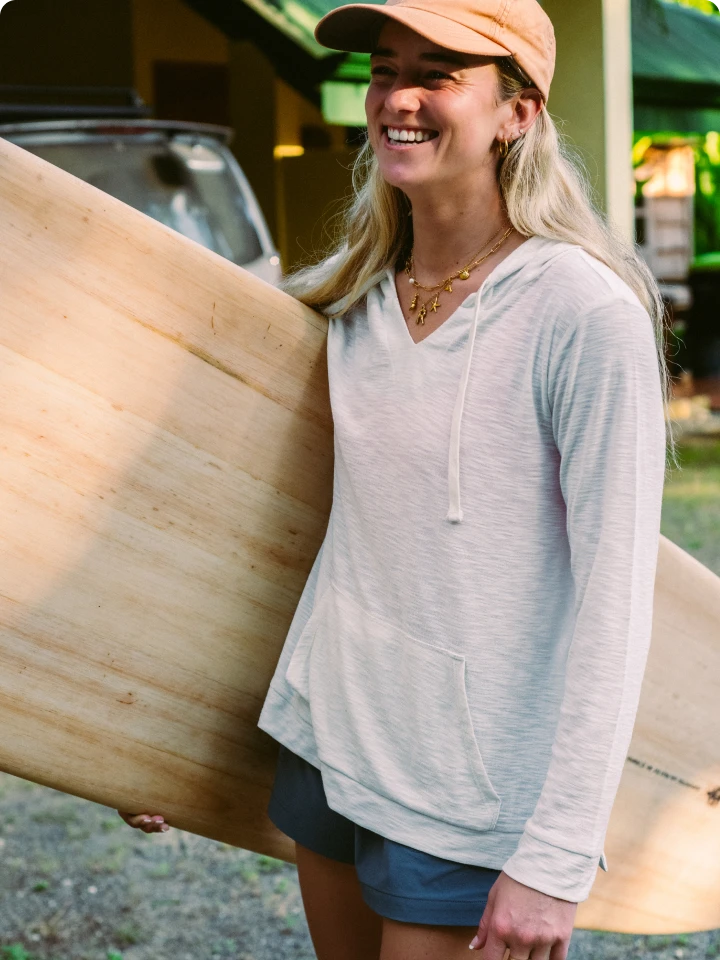 Women's Bamboo Slub Hoodie - Sea Salt image